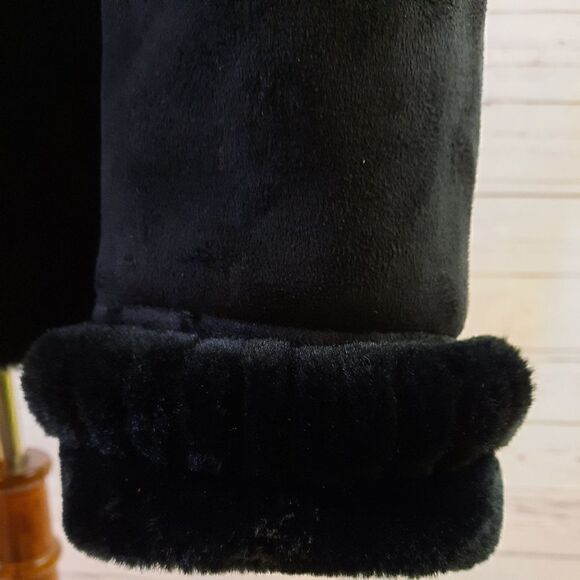 Liz Claiborne Faur Fur Coat Black Suede - Picture 8 of 11